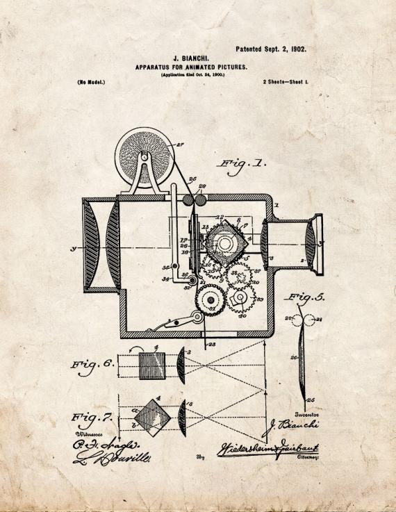 Apparatus for Animated Pictures Patent Print