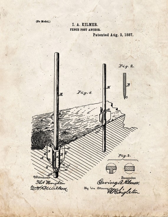 Fence Post Anchor Patent Print