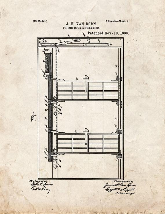 Prison Door Mechanism Patent Print