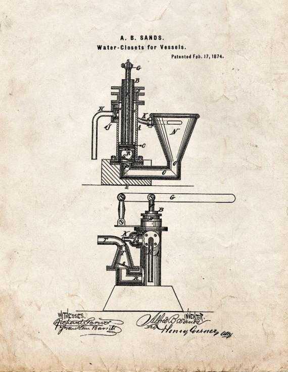 Water Closet For Vessels Patent Print