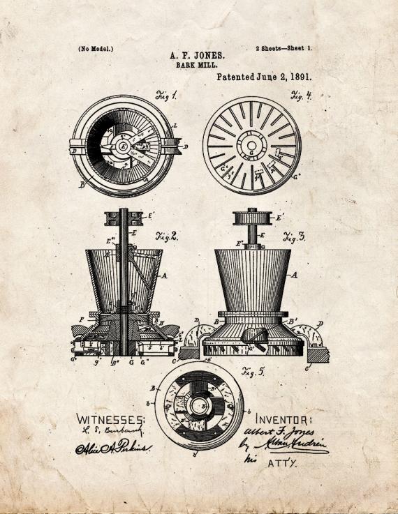 Bark Mill Patent Print