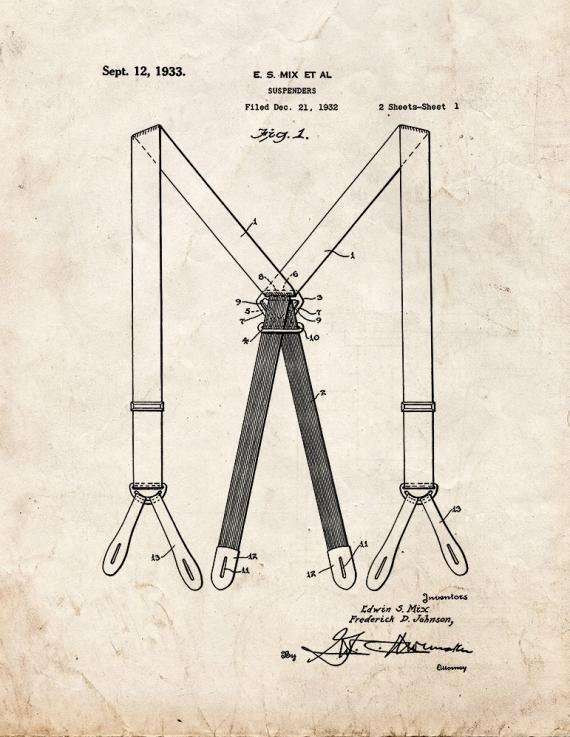 Suspenders Patent Print