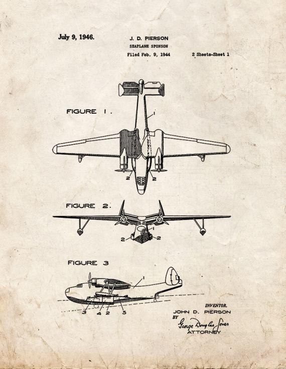 Seaplane Sponson Patent Print