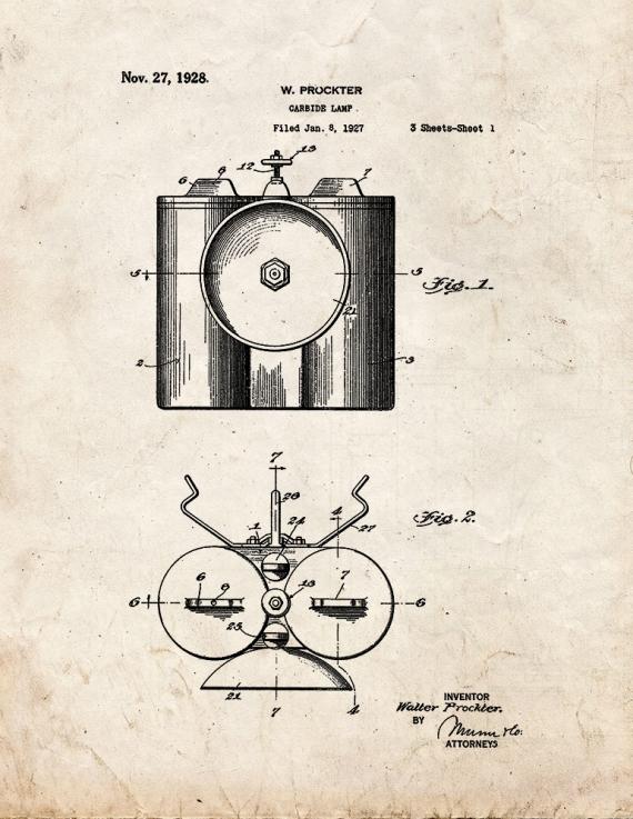 Carbide Lamp Patent Print