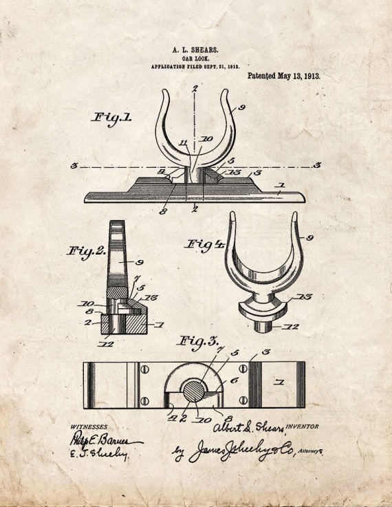 Oar-lock Patent Print