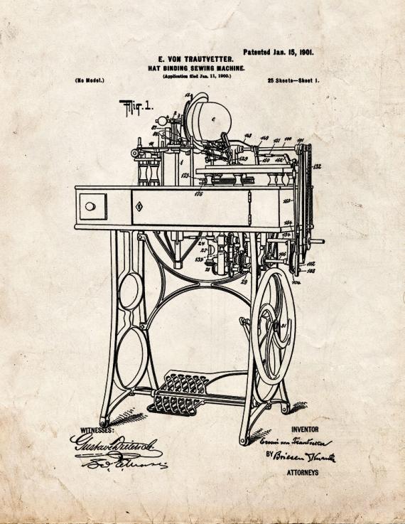 Hat-binding-sewing Machine Patent Print