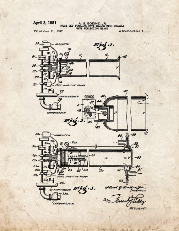 Pulse Jet Standing Wave Engine Patent Print
