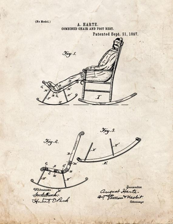 Combined Chair And Foot Rest Patent Print