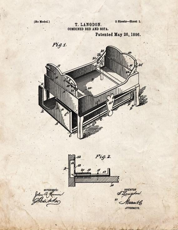 Combined Bed And Sofa Patent Print