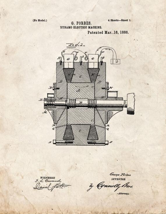 Dynamo Electric Machine Patent Print