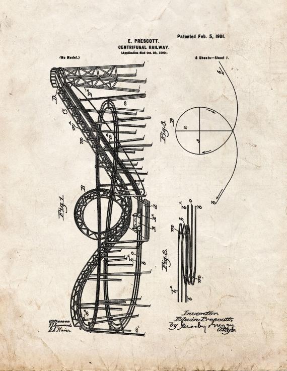 Centrifugal Railway Patent Print