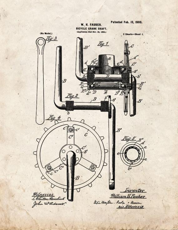 Bicycle Crank-shaft Patent Print