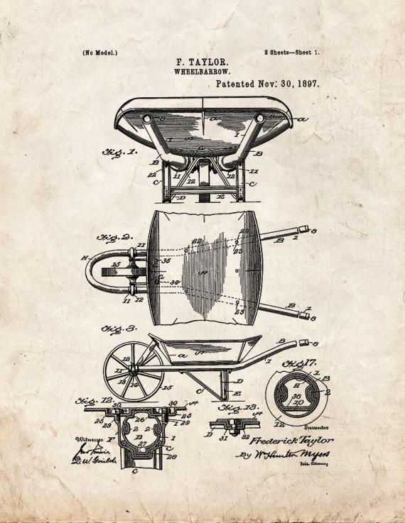 Wheelbarrow Patent Print
