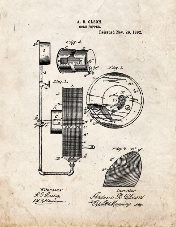 Corn Popper Patent Print
