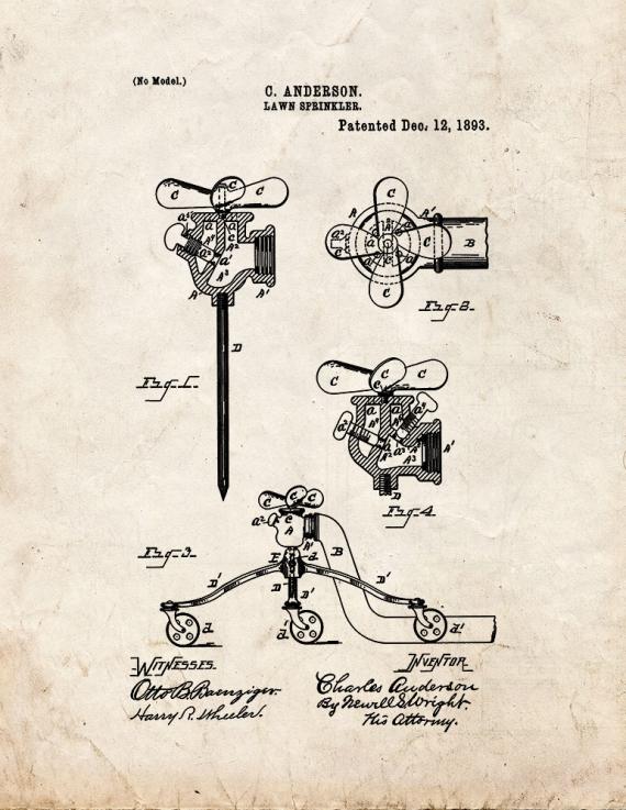 Lawn Sprinkler Patent Print
