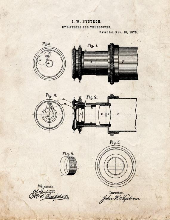 Eye-Pieces For Telescopes Patent Print