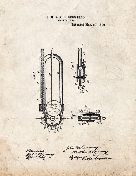 Browning Machine Gun Patent Print