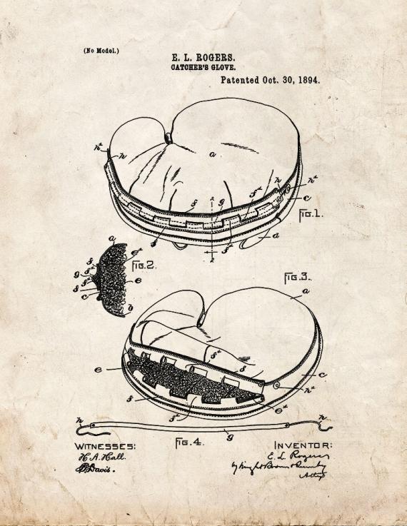 Catcher's Glove Patent Print