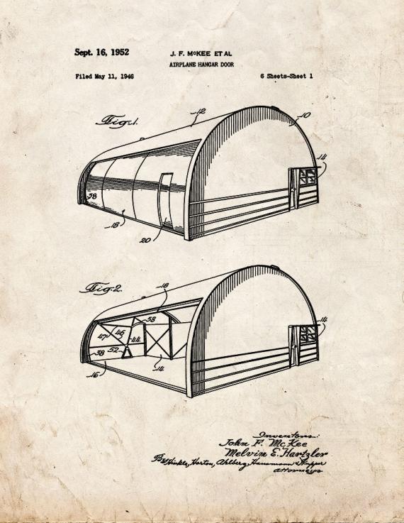Airplane Hangar Door Patent Print