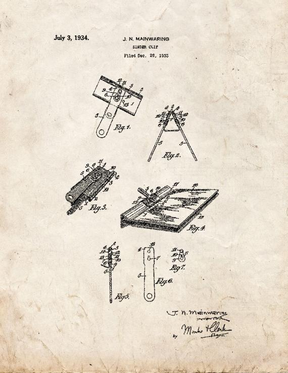 Binder Clip Patent Print