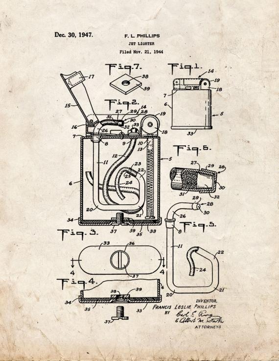 Jet Lighter Patent Print