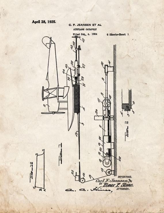 Airplane Catapult Patent Print
