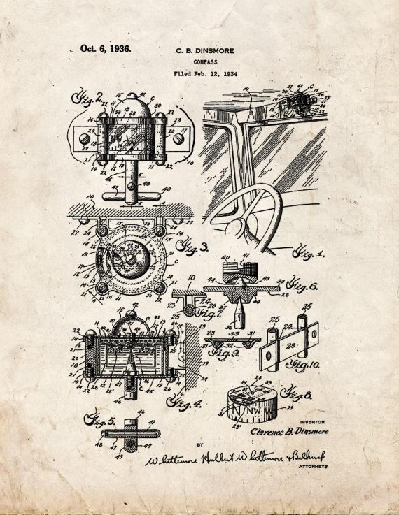 Compass Patent Print