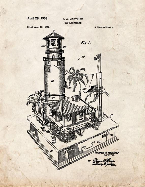 Toy Lighthouse Patent Print
