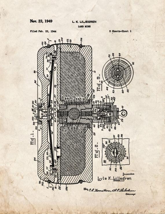 Land Mine Patent Print