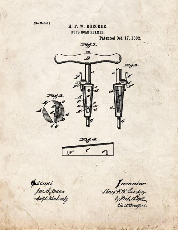 Bung-Hole Reamer Patent Print