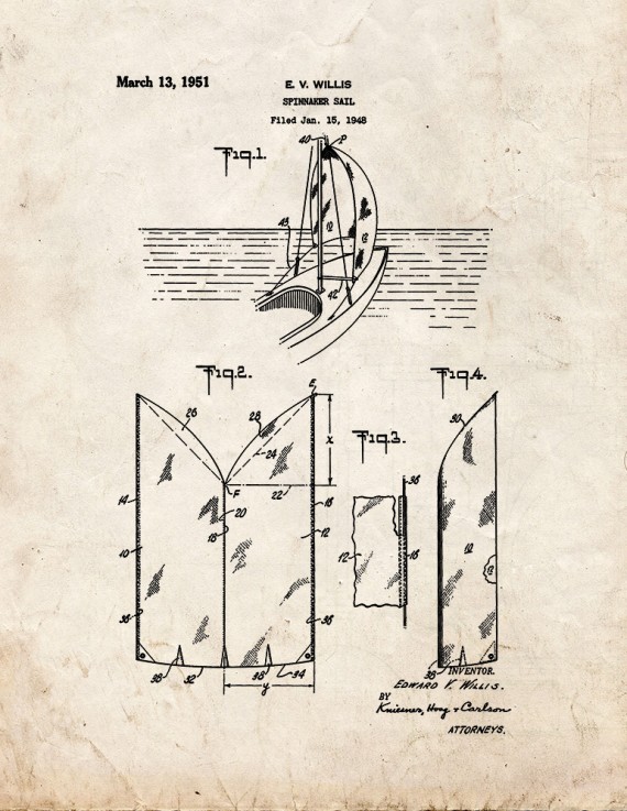 Spinnaker Sail Patent Print