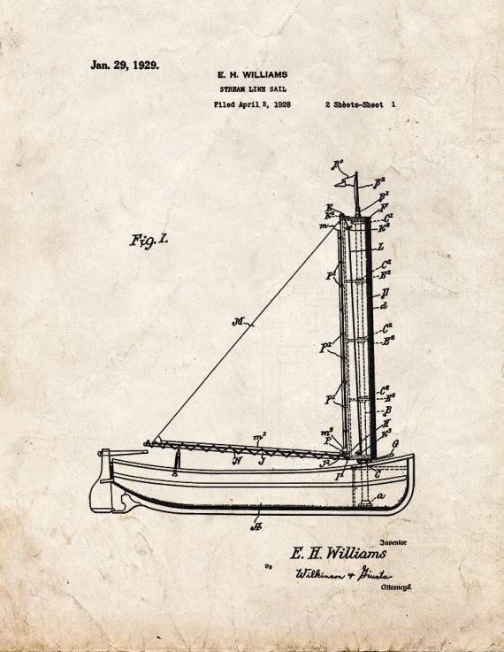Stream-line Sail Patent Print