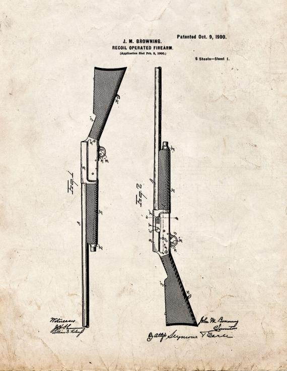 Browning Recoil-operated Firearm Patent Print