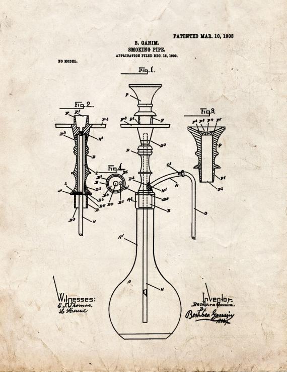 Smoking Pipe Patent Print