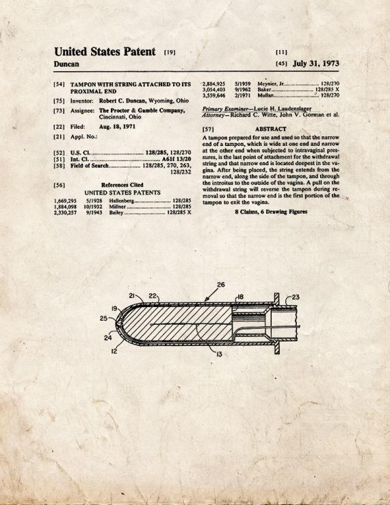 Tampon Patent Print