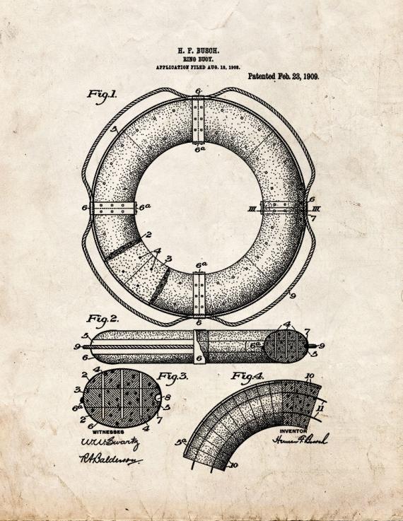 Ring Buoy Patent Print