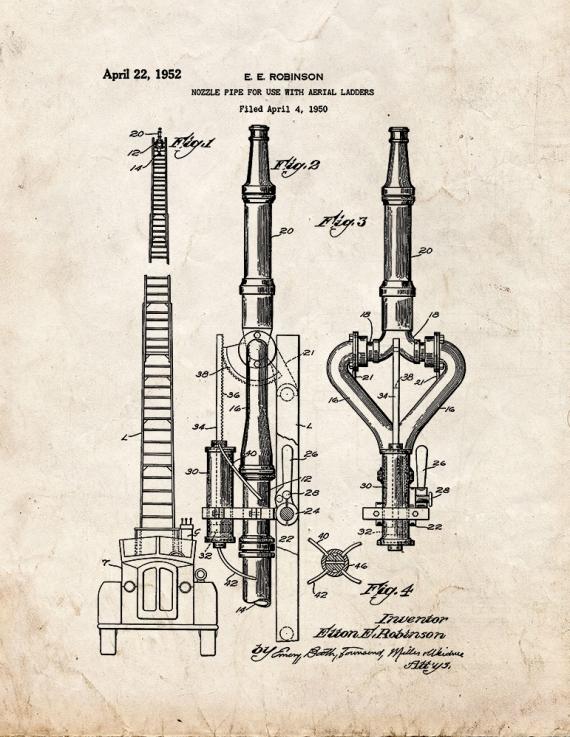 Nozzle Pipe for Use With Aerial Ladders Patent Print