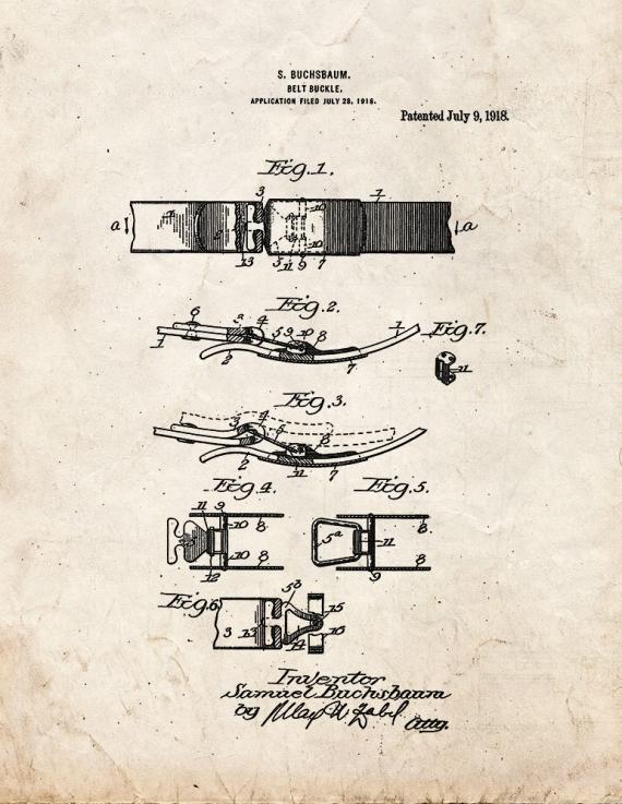 Belt Buckle Patent Print