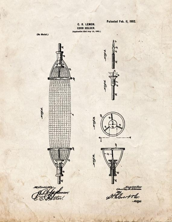 Corn-holder Patent Print