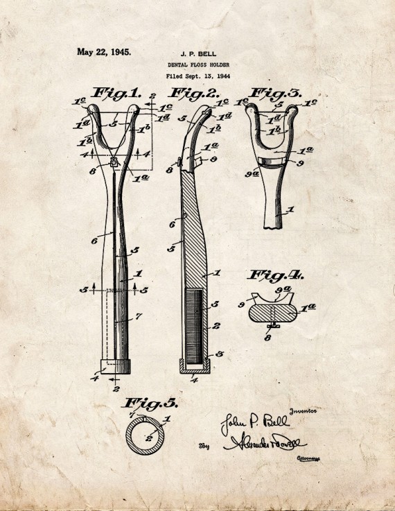 Dental Floss Holder Patent Print