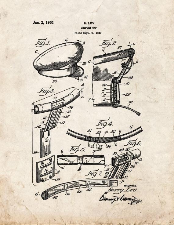 Uniform Cap Patent Print