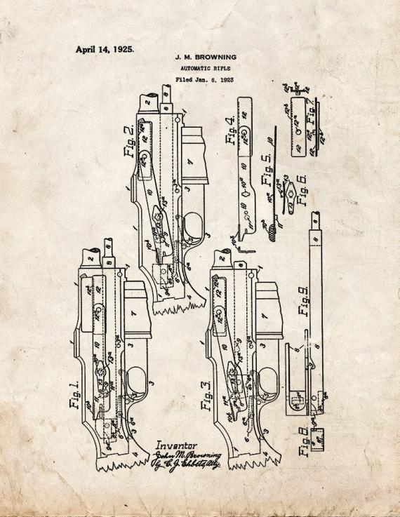 Browning Automatic Rifle Patent Print
