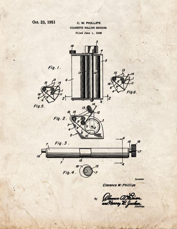 Cigarette Rolling Machine Patent Print