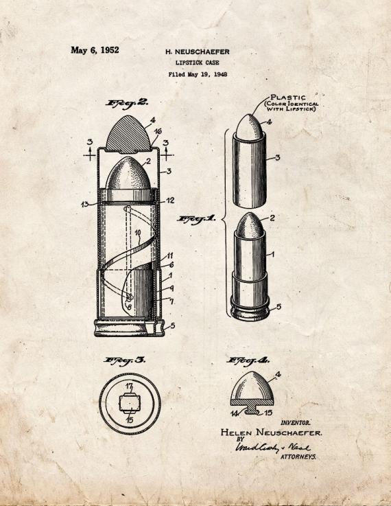Lipstick Case Patent Print