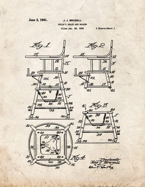 Child's Chair and Walker Patent Print