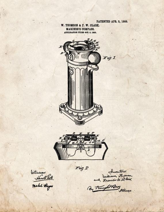 Mariner's Compass Patent Print