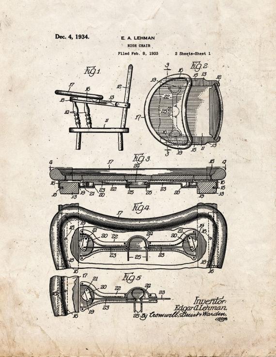 High Chair Patent Print