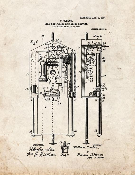 Fire and Police Signaling System Patent Print