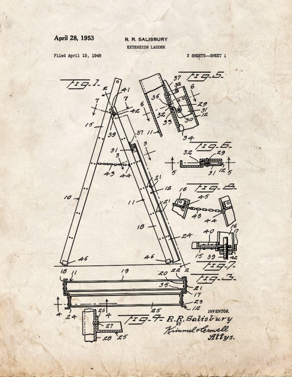Extension Ladder Patent Print