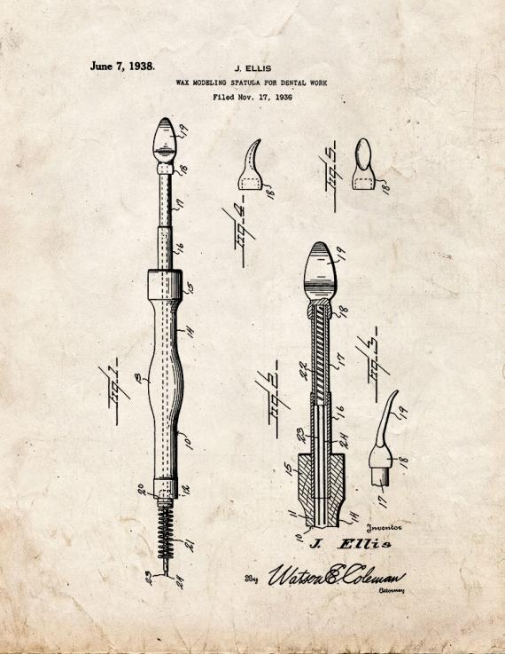 Wax Modeling Spatula for Dental Work Patent Print